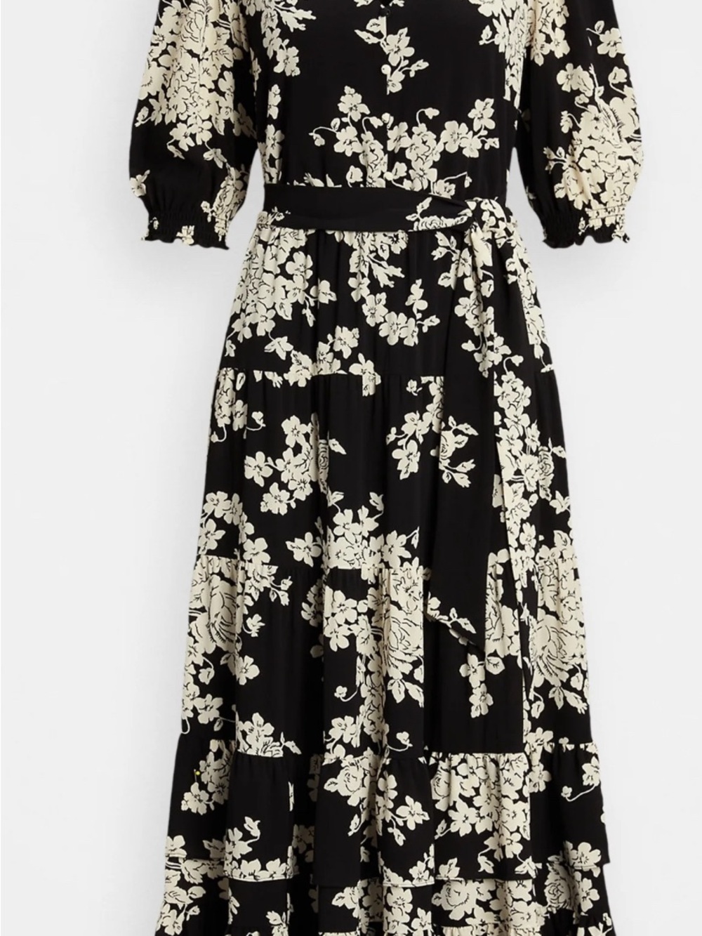 Ralph Lauren Black and Cream Floral Tiered Maxi Dress